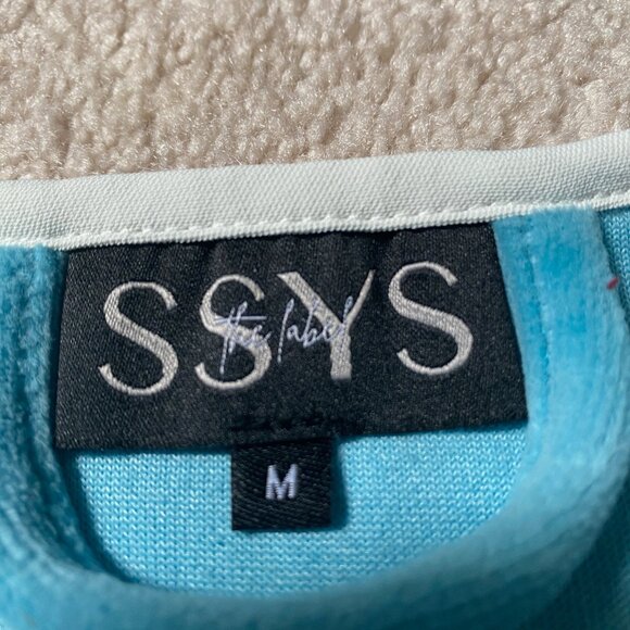 SSYS  Get Ready Robe Sz Med Ocean Blue Full Zip Front Flutter Sleeve FREE Lotion - Picture 2 of 6